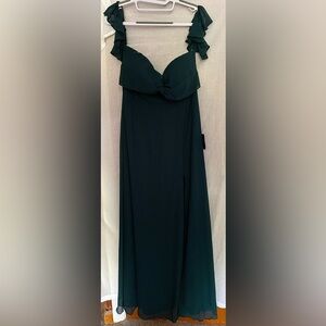 Lulus - Off the Shoulder Twist Front Chiffon Maxi Dress (L) NWT